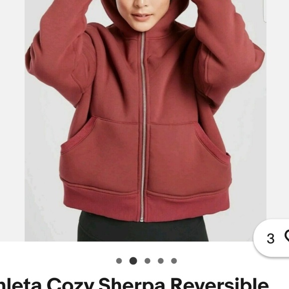 Athleta reversible sherpa fleece jacket xs in brick red - Picture 3 of 9